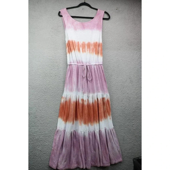 Knox Rose Sleeveless Maxi Dress-Size Medium-Boho-Tiered-Drawsting - Picture 1 of 7